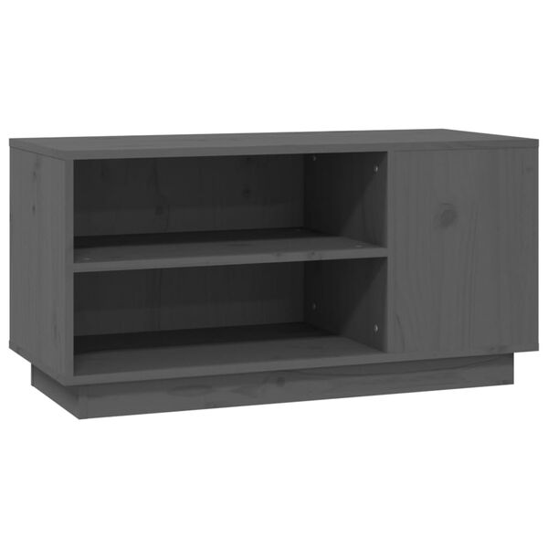 vidaXL Meuble TV Gris 80x35x40,5 cm Bois de pin massif