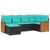 vidaXL Salon de jardin 6 pcs avec coussins noir r&eacute;sine tress&eacute;e