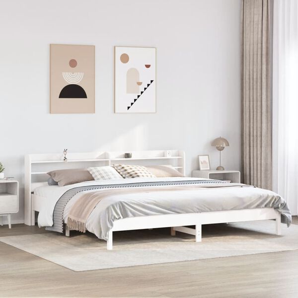 vidaXL Cadre de lit sans matelas blanc 200x200 cm bois massif de pin