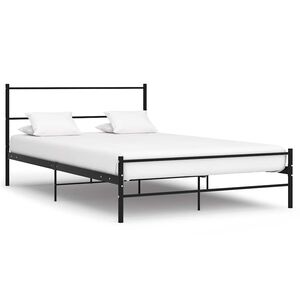 vidaXL Cadre de lit avec t&ecirc;te de lit sans matelas noir 160x200cm m&eacute;tal