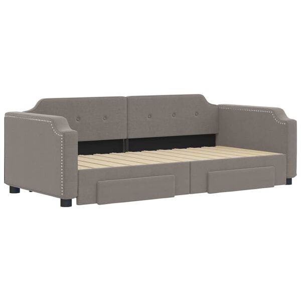 vidaXL Lit de jour avec gigogne et tiroirs sans matelas taupe 90x200cm