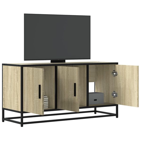 vidaXL Meuble TV ch&ecirc;ne sonoma 100x35x50 cm bois d'ing&eacute;nierie et m&eacute;tal
