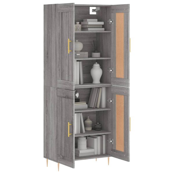 vidaXL Buffet haut Sonoma gris 69,5x34x180 cm Bois d'ing&eacute;nierie