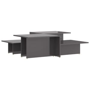 vidaXL Table basse 2 pcs Gris brillant 111,5x50x33cm Bois d'ing&eacute;nierie