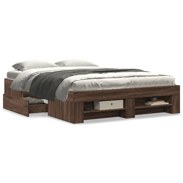 vidaXL Cadre de lit sans matelas ch&ecirc;ne marron 120x190 cm