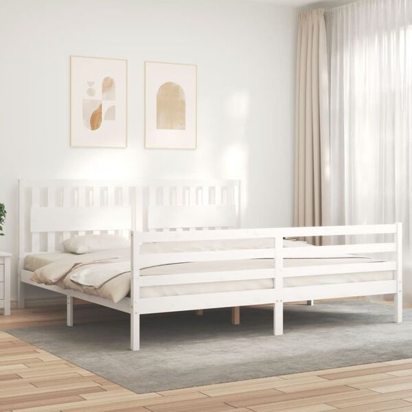 vidaXL Cadre de lit sans matelas blanc 200x200 cm bois massif