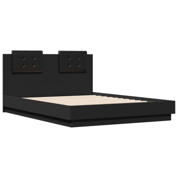 vidaXL Cadre de lit sans matelas noir 135x190 cm