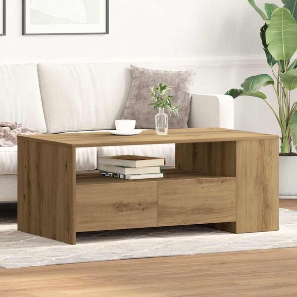 vidaXL Table basse avec tiroir Chêne artisanal 102 x 55 x 43,5 cm
