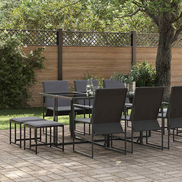 vidaXL Ensemble de salle &agrave; manger pour jardin 11 pcs Noir Acier