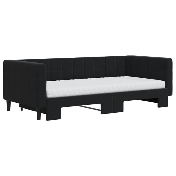 vidaXL Lit de jour avec gigogne et matelas noir 90x190 cm velours