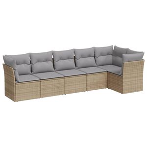 vidaXL Salon de jardin avec coussins 6 pcs beige r&eacute;sine tress&eacute;e