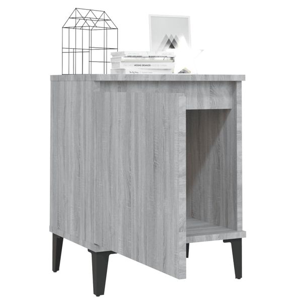 vidaXL Tables de chevet avec pieds en m&eacute;tal sonoma gris 40x30x50 cm