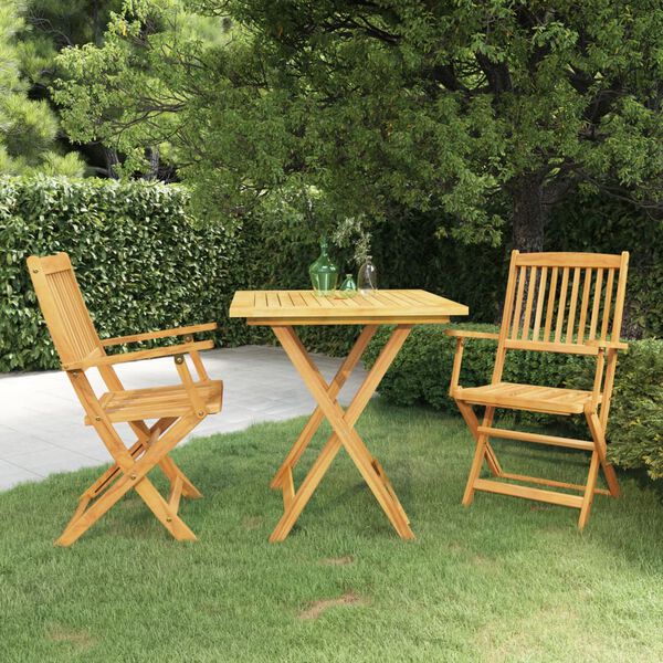 vidaXL Ensemble &agrave; manger de jardin pliable 3 pcs Bois d'acacia solide