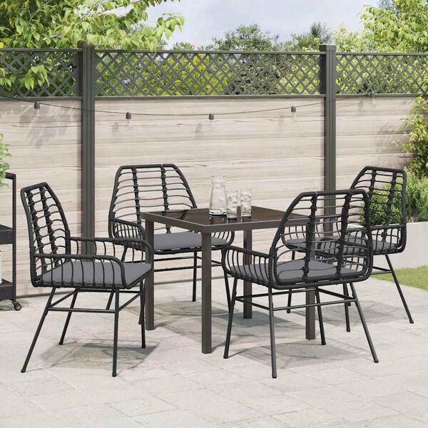 vidaXL Ensemble de salle &agrave; manger pour jardin 5 pcs Noir polyrotin