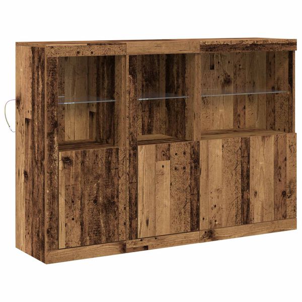 vidaXL Buffet LED Bois ancien 142,5 x 37 x 100 cm Bois d'ing&eacute;nierie