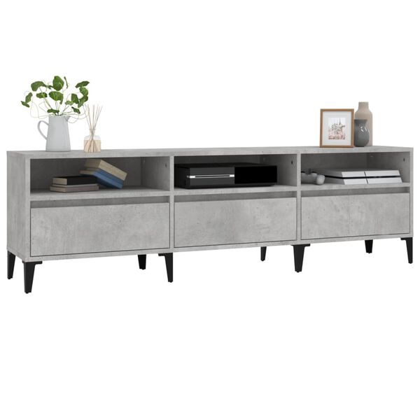 vidaXL Meuble TV gris béton 150x30x44,5 cm bois d'ingénierie