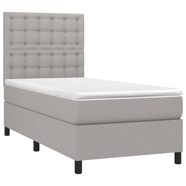 vidaXL Sommier &agrave; lattes de lit avec matelas Gris clair 90x200 cm Tissu