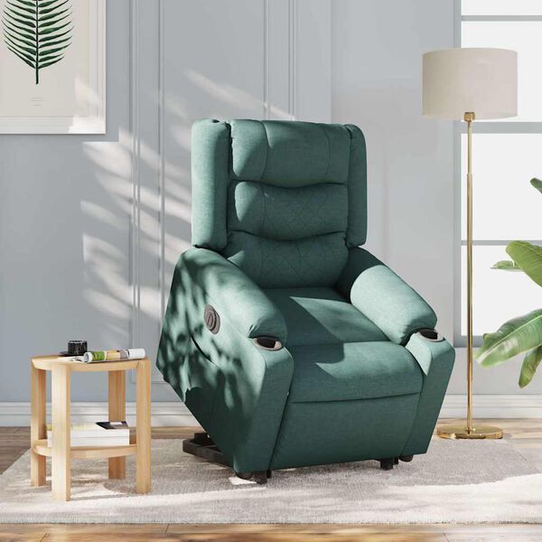 vidaXL Fauteuil inclinable &eacute;lectrique vert fonc&eacute; tissu