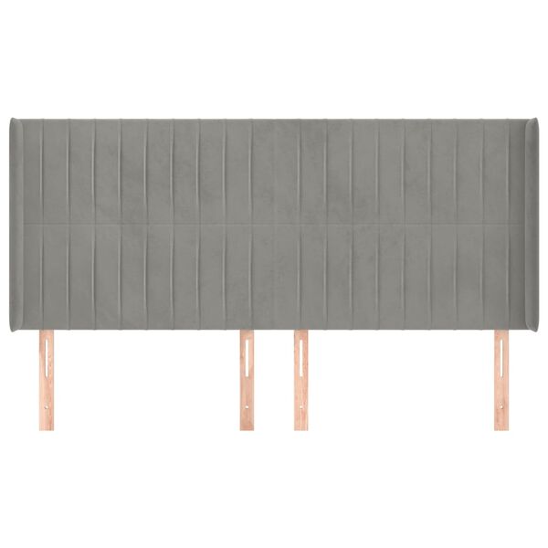 vidaXL Tête de lit avec oreilles Gris clair 183x16x118/128 cm Velours