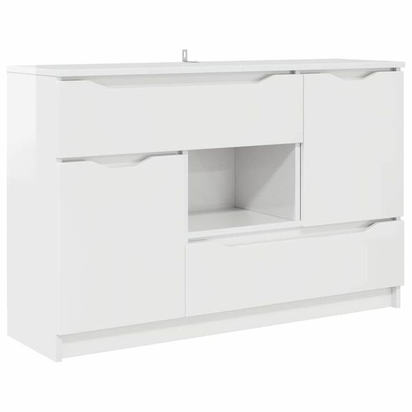 vidaXL Buffet Blanc brillant 100 x 30 x 65,6 Bois d'ing&eacute;nierie