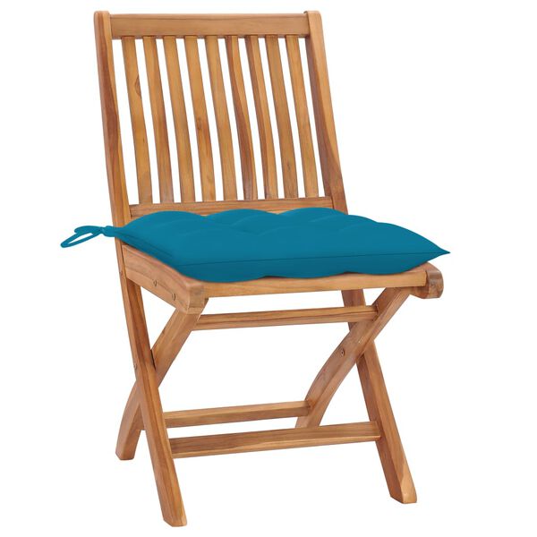 vidaXL Chaises de jardin lot de 2 avec coussins bleu clair Teck massif