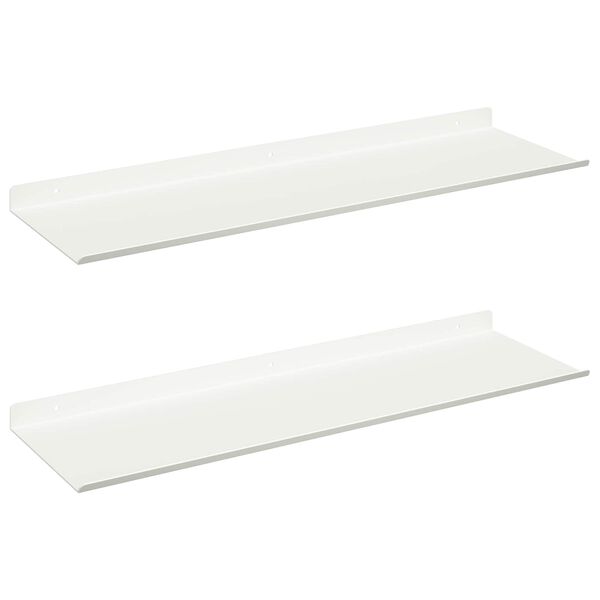 vidaXL &Eacute;tag&egrave;re flottante 2 pcs Blanc 60 x 18 x 2,5 cm Acier