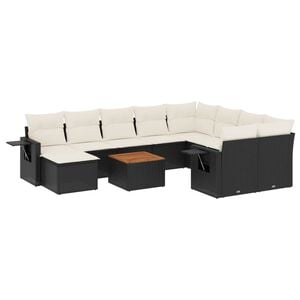 vidaXL Salon de jardin 11 pcs avec coussins noir r&eacute;sine tress&eacute;e