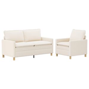 vidaXL Ensemble de Canap&eacute;s 2 pc Cr&egrave;me Tissu