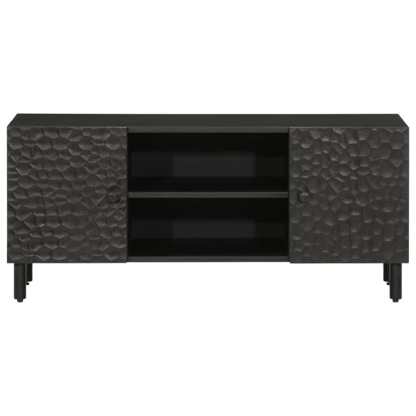 vidaXL Meuble TV noir 105x33x46 cm bois massif de manguier