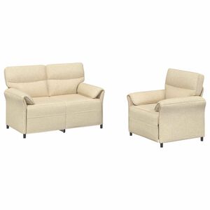 vidaXL Ensemble de Canap&eacute;s 2 pc Cr&egrave;me Tissu