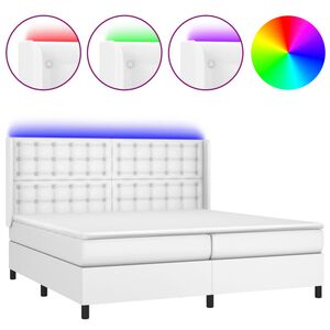 vidaXL Sommier &agrave; lattes de lit matelas LED Blanc 200x200 cm Similicuir