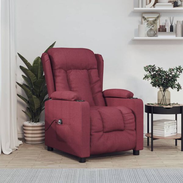 vidaXL Fauteuil inclinable &eacute;lectrique Rouge bordeaux Tissu
