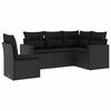vidaXL Salon de jardin 5 pcs avec coussins noir r&eacute;sine tress&eacute;e