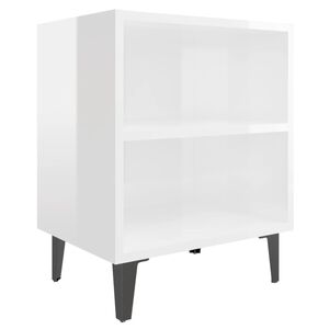 vidaXL Table de chevet avec pieds en m&eacute;tal blanc brillant 40x30x50 cm