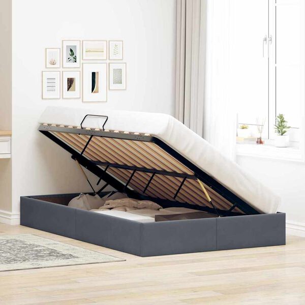 vidaXL Lit de Rangement avec matelas Gris fonc&eacute; 120 x 200 cm Velours