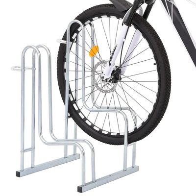 vidaXL Support de vélo au sol autoportant pour 2 vélos acier galvanisé