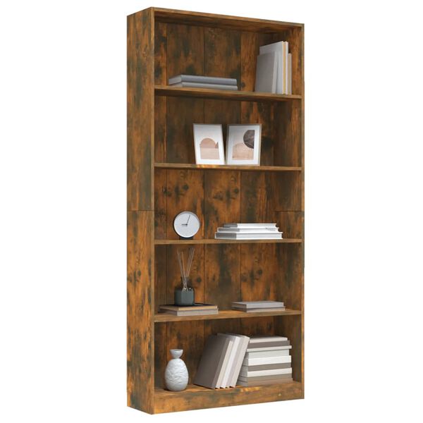 vidaXL Biblioth&egrave;que 5 niveaux Ch&ecirc;ne fum&eacute; 80x24x175cm Bois d'ing&eacute;nierie