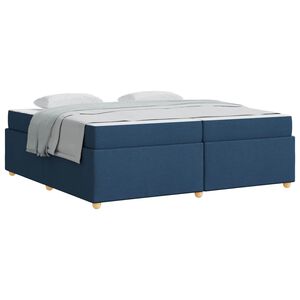 vidaXL Cadre de lit avec matelas Bleu 200 x 200 cm tissu