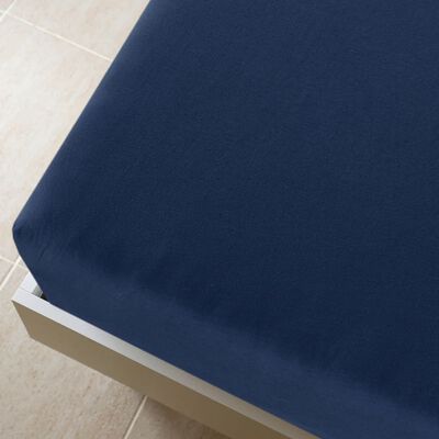 vidaXL Drap-housse Jersey Bleu marine 90x200 cm Coton