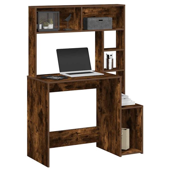 vidaXL Bureau avec &eacute;tag&egrave;res ch&ecirc;ne fum&eacute; 100x45x140 cm bois d'ing&eacute;nierie