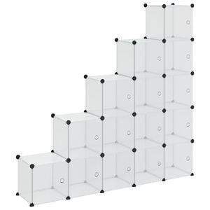 vidaXL Organiseur de rangement avec 15 cubes et portes transparent