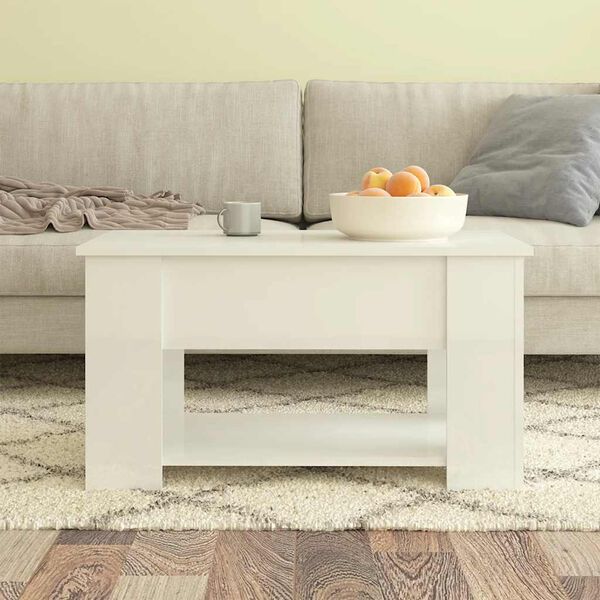 vidaXL Table basse blanc brillant 79x49x41 cm bois d'ing&eacute;nierie