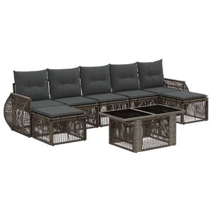 vidaXL Ensemble de canap&eacute; de jardin 8 pc Gris et Gris fonc&eacute; polyrotin