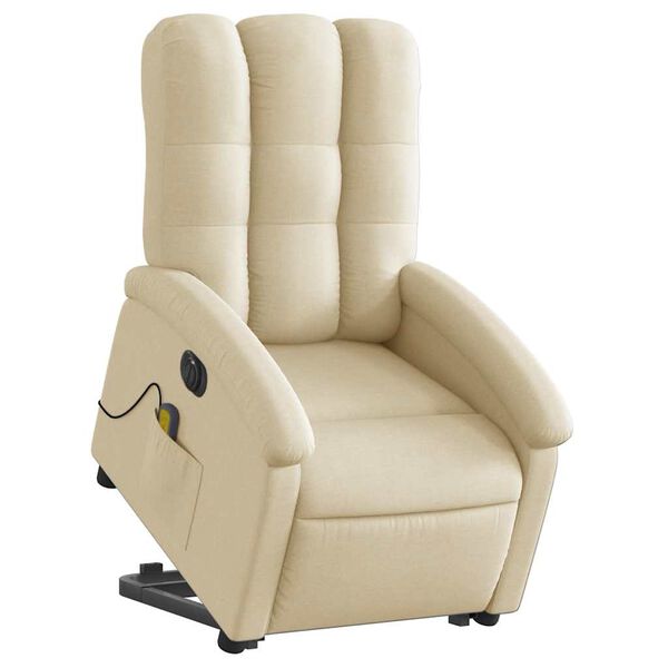 vidaXL Fauteuil inclinable de massage &eacute;lectrique Cr&egrave;me Tissu