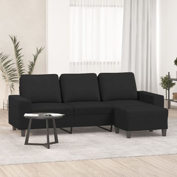 vidaXL Canap&eacute; &agrave; 3 places avec repose-pieds Noir 180 cm Tissu