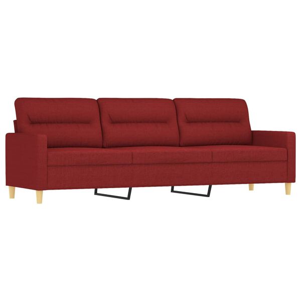 vidaXL Canap&eacute; &agrave; 3 places avec repose-pieds Rouge bordeaux 210 cm Tissu