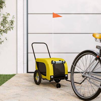 vidaXL Remorque de vélo pour animaux de compagnie jaune et noir