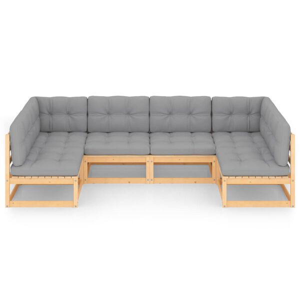 vidaXL Salon de jardin 6 pcs avec coussins Bois de pin massif