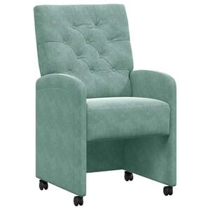 vidaXL Chaises de Salle &agrave; Manger avec Roues 2 pc Velours Vert marin