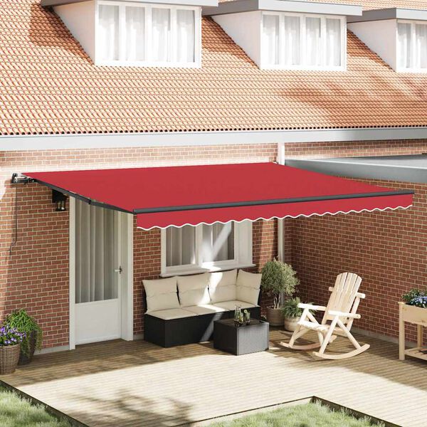 vidaXL Auvent R&eacute;tractable Rouge 450 &times; 350 cm Polyester et Acier